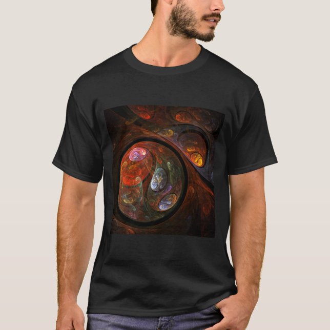 Fluid Connection Modern Cosmic Abstract Art T-Shirt (Front)