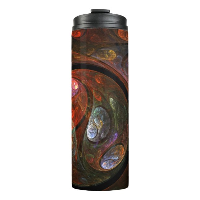 Fluid Connection Modern Cosmic Abstract Art Thermal Tumbler (Front)