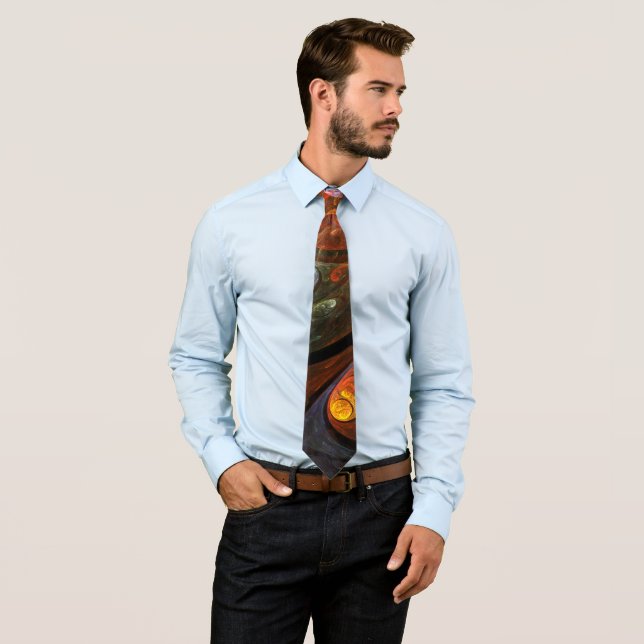 Fluid Connection Modern Cosmic Abstract Art Tie (In Situ)