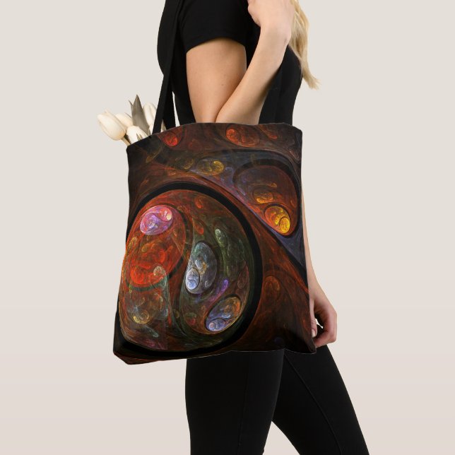 Fluid Connection Modern Cosmic Abstract Art Tote Bag (Close Up)