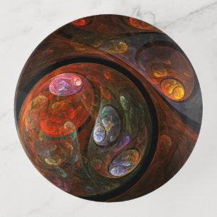 Fluid Connection Modern Cosmic Abstract Art Trinket Tray