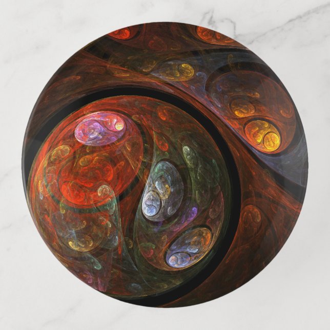 Fluid Connection Modern Cosmic Abstract Art Trinket Tray (Front)