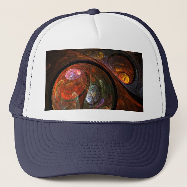 Fluid Connection Modern Cosmic Abstract Art Trucker Hat (Front)