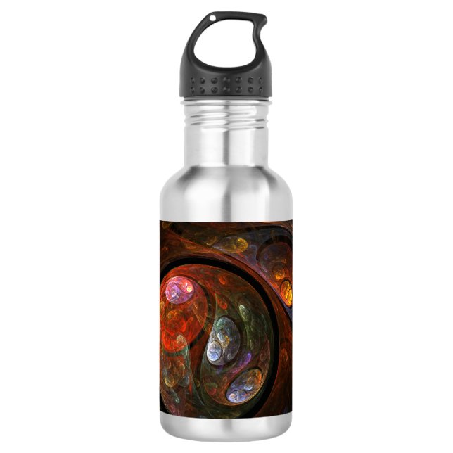Fluid Connection Modern Cosmic Abstract Art Water Bottle (Front)