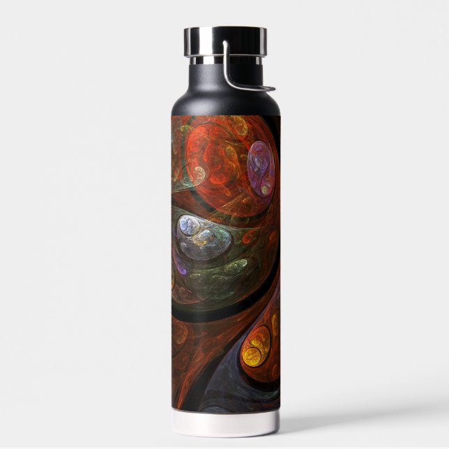Fluid Connection Modern Cosmic Abstract Art Water Bottle (Left)