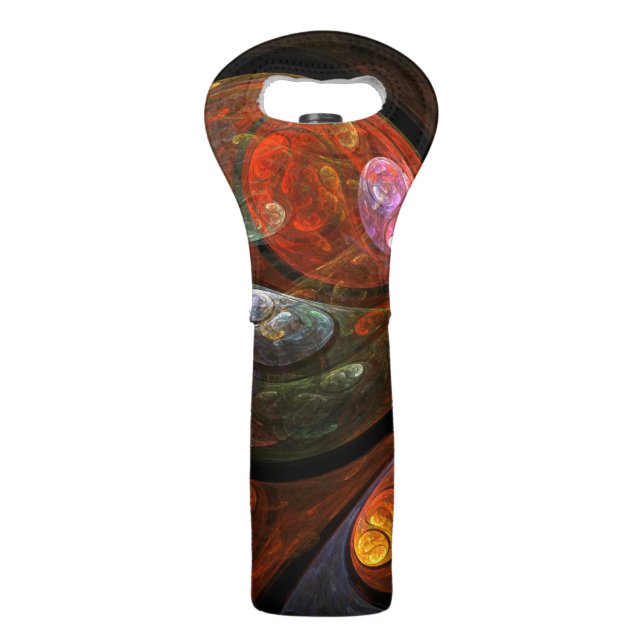 Fluid Connection Modern Cosmic Abstract Art Wine Bag (Front)