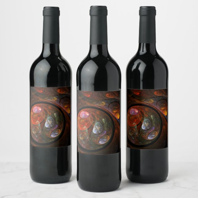 Fluid Connection Modern Cosmic Abstract Art Wine Label (Bottles)