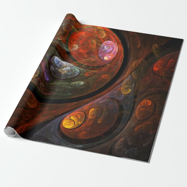 Fluid Connection Modern Cosmic Abstract Art Wrapping Paper (Unrolled)