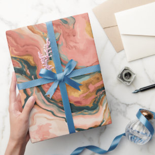 Fluid Coral Peach Water Flow Abstract Pattern Wrapping Paper