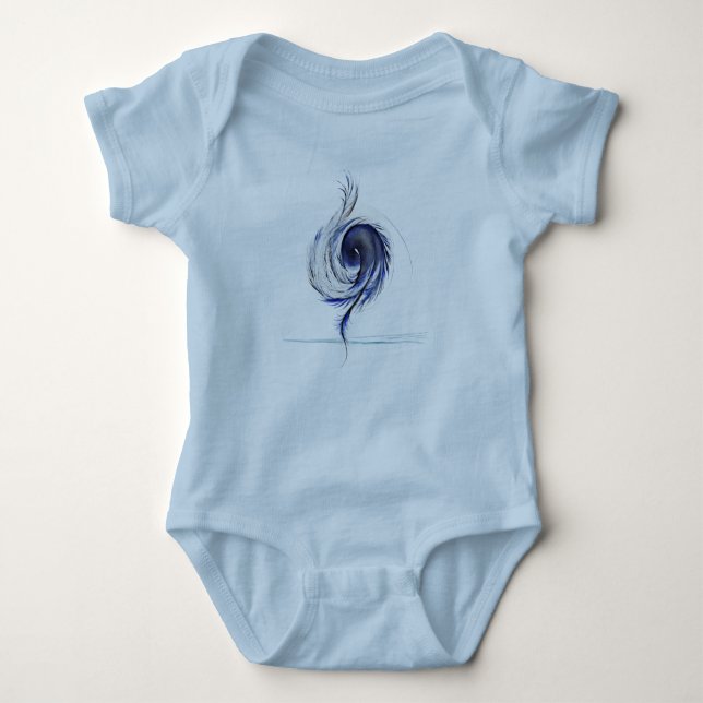 Fluid Curves: Feathered Elegance Baby Bodysuit (Front)