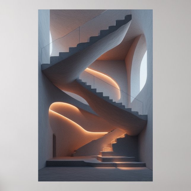Fluid Elegance: A Sculptural Spiral Staircase Poster (Front)