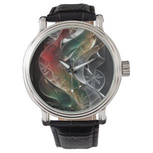 Fluid Futuristic Christmas Mosaic Abstract Watch
