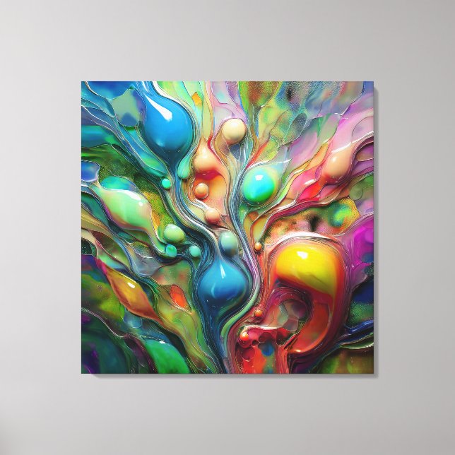  Fluid, Glossy, Bubbles Canvas Print (Front)