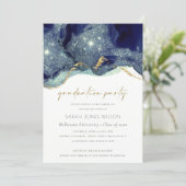 Fluid Gold Navy Glitter Graduation Party Invite (Standing Front)