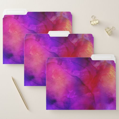 Fluid Ink Purple Blue Red And Pink Art Painting File Folder