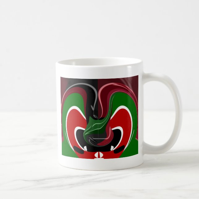 Fluid Kenya: National Flag | Texture Abstract Art  Coffee Mug (Right)