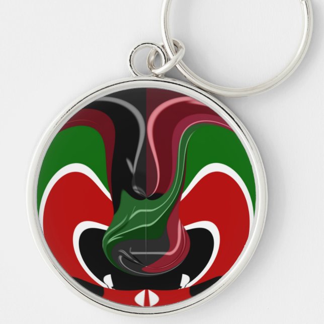 Fluid Kenya: National Flag | Texture Abstract Art  Keychain (Front)
