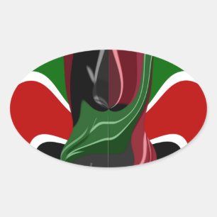 Fluid Kenya: National Flag   Texture Abstract Art  Oval Sticker