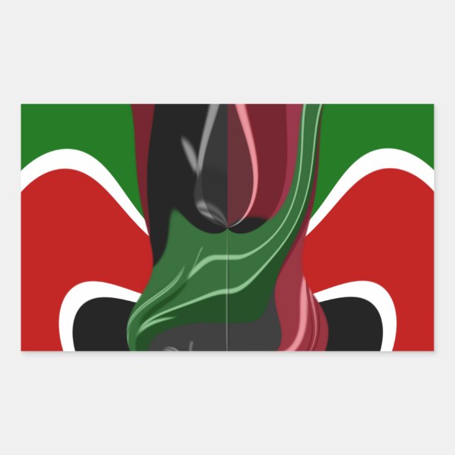 Fluid Kenya: National Flag | Texture Abstract Art  Rectangular Sticker (Front)