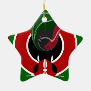 Fluid Kenyan Flag: A Modern Design Ceramic Ornament