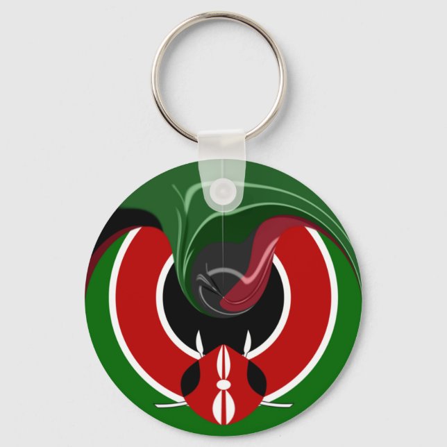 Fluid Kenyan Flag: A Modern Design Keychain (Front)