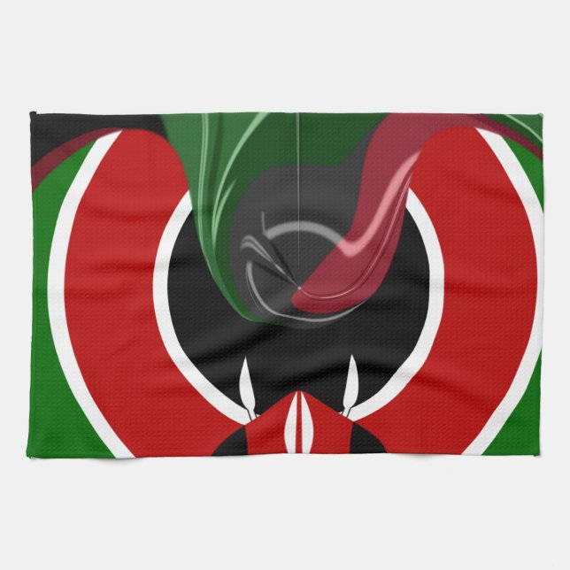 Fluid Kenyan Flag: A Modern Design Kitchen Towel (Horizontal)