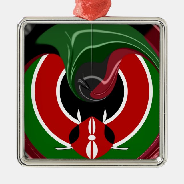 Fluid Kenyan Flag: A Modern Design Metal Ornament (Front)
