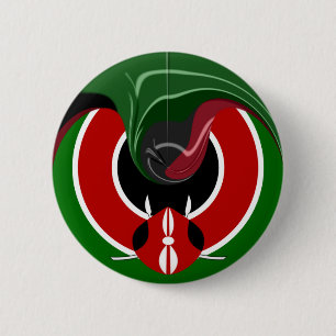 Fluid Kenyan Flag: A Modern Design Pinback Button