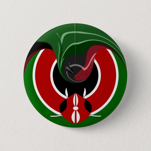 Fluid Kenyan Flag: A Modern Design Pinback Button (Front)