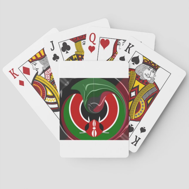 Fluid Kenyan Flag: A Modern Design Poker Cards (Back)
