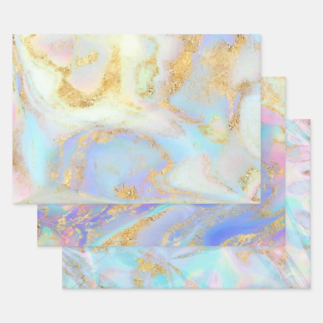 fluid marble abstract wrapping paper sheets (Set)