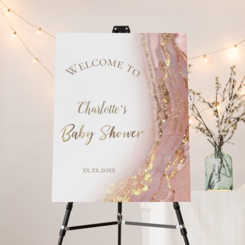 fluid marble  Baby Shower welcome sign