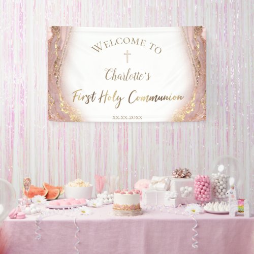 fluid marble  First Communion Banner