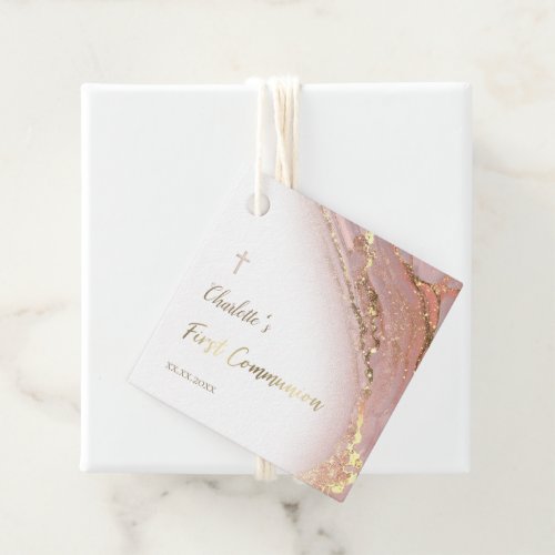 fluid marble First Communion Favor Tags