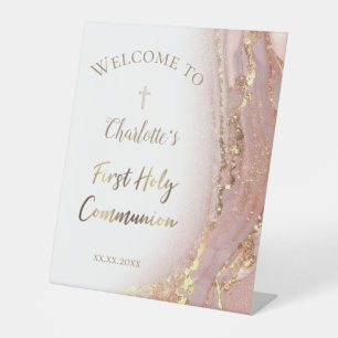 fluid marble First Communion Pedestal Sign