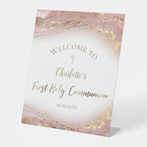 fluid marble  First Communion Pedestal Sign