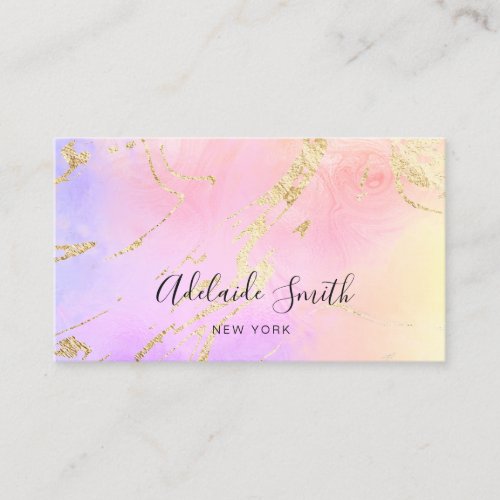 fluid marble purple pink yellow business card