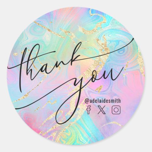 fluid marble thank you classic round sticker