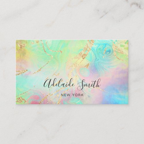 fluid marble yellow green shades business card