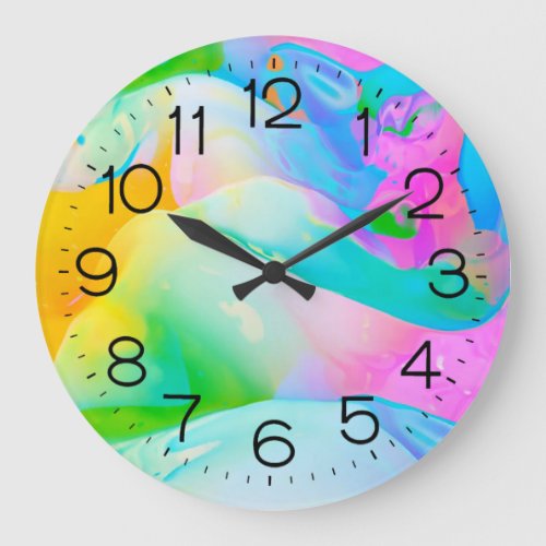 Fluid Neon Abstract Large Clock