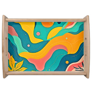 Fluid Organic Shapes Art Serving Tray
