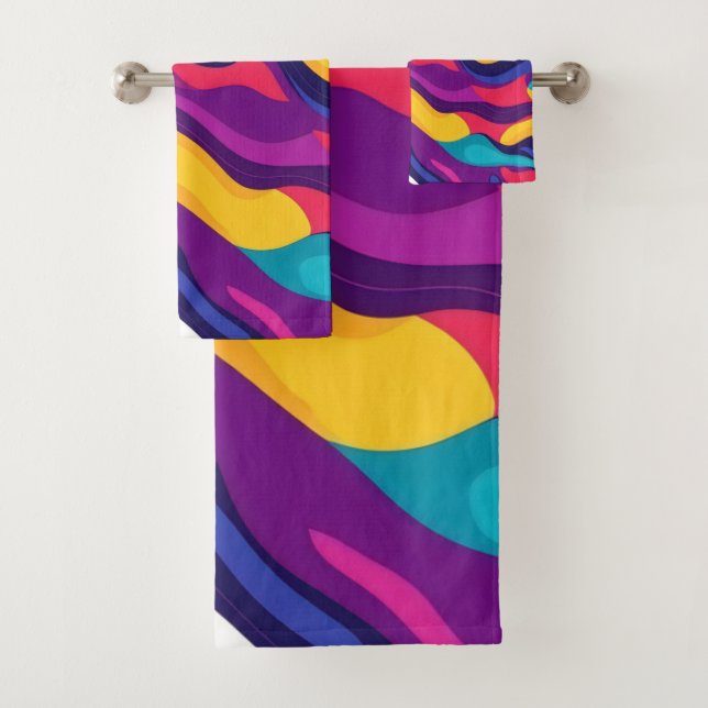 Fluid paint abstract flow bath towel set (Insitu)