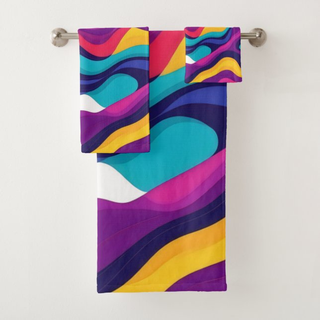 Fluid paint abstract flow bath towel set (Insitu)