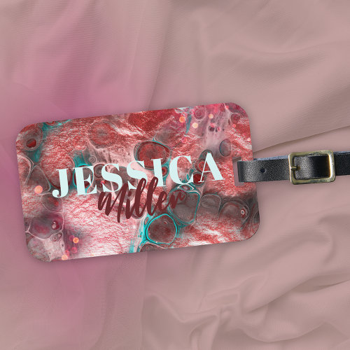 Fluid Paint Red Teal Foil Sparkling Light Accents 