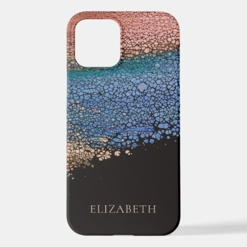 Fluid painting in rose gold and blue iPhone 12 case