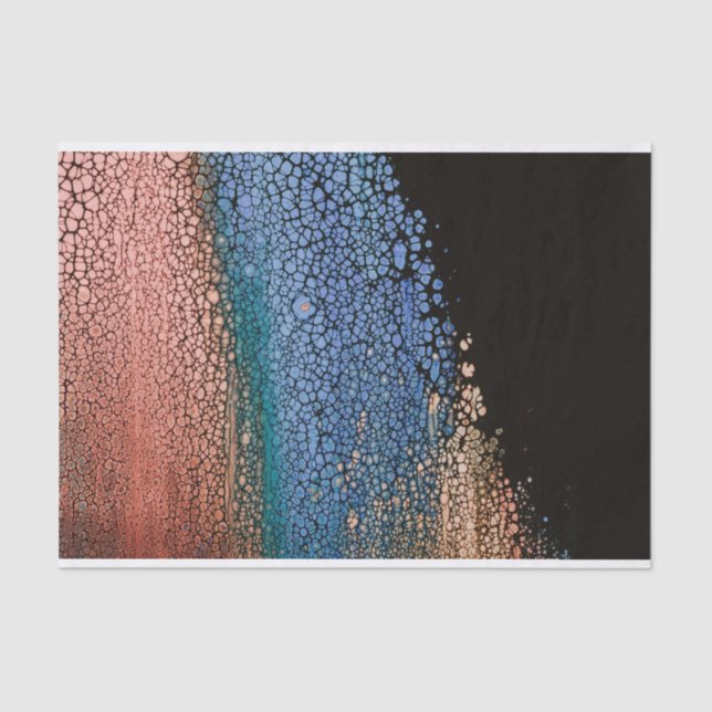 Fluid painting in rose gold and blue tissue paper (Front)