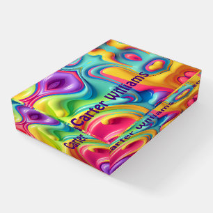 Fluid Plastic Neon Abstract With Name Paperweight