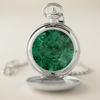 Fluid Pour Malachite Stone Pocket Watch