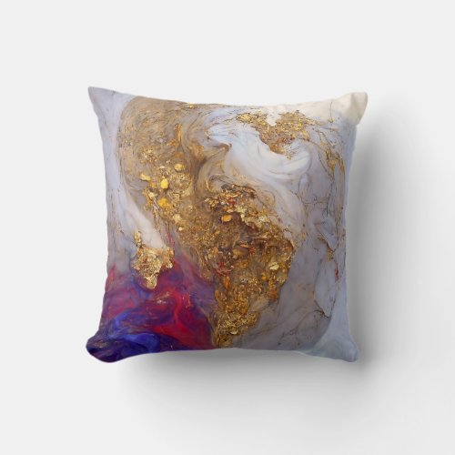 Fluid Purple and Blue Fusion Throw Pillow