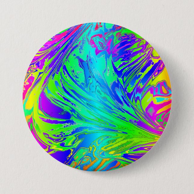 Fluid Rainbow Abstract Paint Splatters Button (Front)